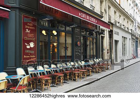 Stock Photograph - Typical cafe patio; Paris, France. Fotosearch