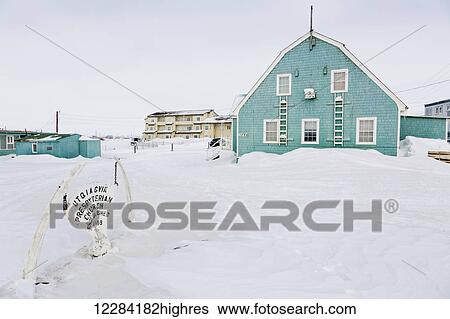Utqiagvik Presbyterian Church with a whale bone sign in the foreground, Barrow, North Slope, Arctic Alaska, USA, Winter View Large Photo Image Stock Photograph - Utqiagvik Presbyterian Church with a whale bone sign in the foreground, Barrow, North Slope, Arctic Alaska, USA, Winter. Fotosearch
