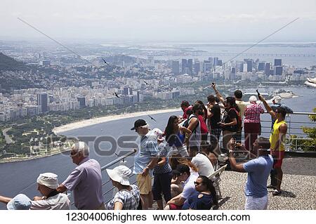 Stock Photograph - View from Sugarloaf Mountain looking to Flamengo and city centre; Rio de Janeiro, Brazil. Fotosearch