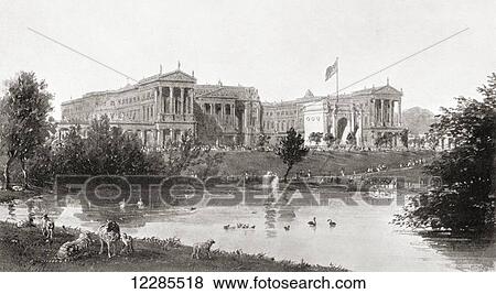 View of Buckingham Palace from St. James's Park with the Marble Arch in front surmounted by the royal standard. From Buckingham Palace, Its Furniture, Decoration and History, published 1931. View Large Photo Image Stock Photo - View of Buckingham Palace from St. James's Park with the Marble Arch in front surmounted by the royal standard. From Buckingham Palace, Its Furniture, Decoration and History, published 1931.. Fotosearch