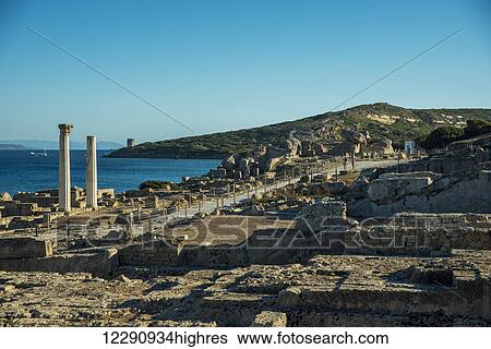 View of the Corinthian columns at the ancient city of Tharros; Tharros, Sardinia, Italy View Large Photo Image Stock Photograph - View of the Corinthian columns at the ancient city of Tharros; Tharros, Sardinia, Italy. Fotosearch