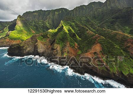 View of the Na Pali Coast; Kauai, Hawaii, United States of America View Large Photo Image Stock Photograph - View of the Na Pali Coast; Kauai, Hawaii, United States of America. Fotosearch