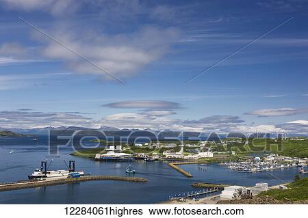 View Sand Point harbor and breakwaters of Popof Island on a sunny day, Southwestern Alaska, USA, summer View Large Photo Image Stock Photograph - View Sand Point harbor and breakwaters of Popof Island on a sunny day, Southwestern Alaska, USA, summer. Fotosearch