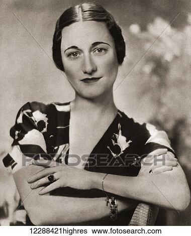 Stock Photograph - Wallis Simpson, later the Duchess of Windsor, born Bessie Wallis Warfield, 1896 1986. American socialite married to Prince Edward, Duke of Windsor, formerly King Edward VIII of the United Kingdom. From the Coronation Souvenir Book published 1937.. Fotosearch