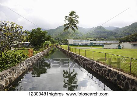 Water channel near Elementary School; Hauula, Oahu, Hawaii, United States of America View Large Photo Image Stock Photograph - Water channel near Elementary School; Hauula, Oahu, Hawaii, United States of America. Fotosearch