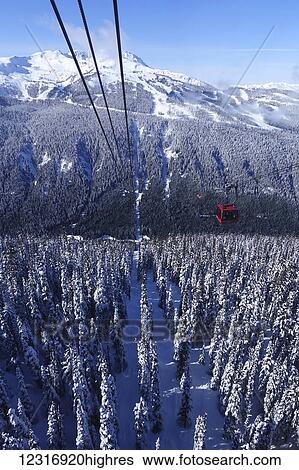 Stock Photograph - Whistler Blackcomb Peak to Peak gondola; Whistler, British Columbia, Canada. Fotosearch