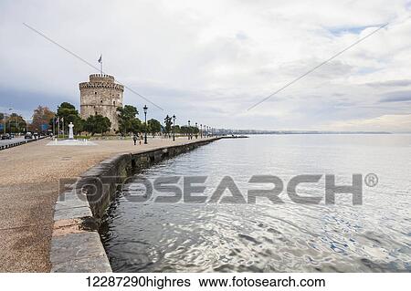 White tower and the coastline; Thessaloniki, Greece View Large Photo Image Stock Photograph - White tower and the coastline; Thessaloniki, Greece. Fotosearch