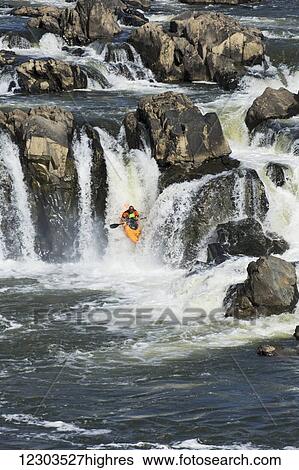 Whitewater kayaking down waterfall in the Potomac River, Great Falls Park; Maryland, United States of America View Large Photo Image Stock Photograph - Whitewater kayaking down waterfall in the Potomac River, Great Falls Park; Maryland, United States of America. Fotosearch