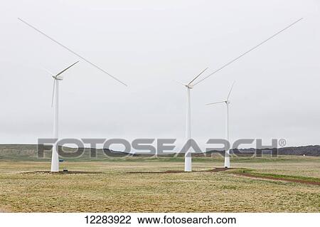 Wind turbines on green tundra, St. Paul Island, Southwestern Alaska, USA, Summer View Large Photo Image Stock Image - Wind turbines on green tundra, St. Paul Island, Southwestern Alaska, USA, Summer. Fotosearch