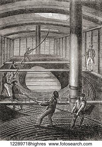 Winding the Dover to Calais submarine cable in the hold of the Blazer, 1851. From Les Merveilles de la Science, published c. 1870 View Large Photo Image Stock Photograph - Winding the Dover to Calais submarine cable in the hold of the Blazer, 1851. From Les Merveilles de la Science, published c. 1870. Fotosearch