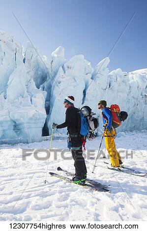 Winter Skiers at Portage Glacier. Southcentral Alaska. Winter. View Large Photo Image Stock Photograph - Winter Skiers at Portage Glacier. Southcentral Alaska. Winter.. Fotosearch