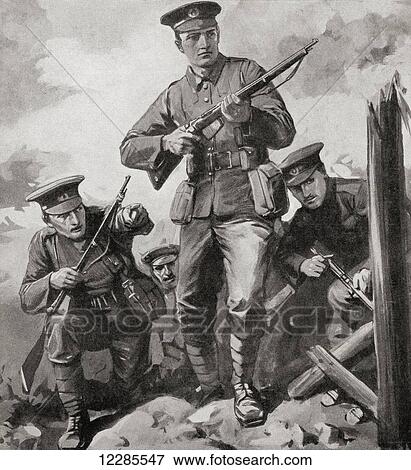 World War One soldiers preparing to meet the enemy. From The War Illustrated Album Deluxe, published 1915. View Large Photo Image Stock Photo - World War One soldiers preparing to meet the enemy. From The War Illustrated Album Deluxe, published 1915.. Fotosearch