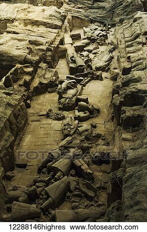 Stock Photograph - Xians Terracota Warriors, a collection of terracotta sculptures depicting the armies of Qin Shi Huang, the first Emperor of China. It is a form of funerary art buried with the emperor in 210209 BCE and whose purpose was to protect the emperor in his.... Fotosearch