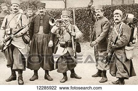 Zouave soldiers in typical Moroccan dress during World War One. From The Pageant of the Century, published 1934 View Large Photo Image Stock Image - Zouave soldiers in typical Moroccan dress during World War One. From The Pageant of the Century, published 1934. Fotosearch