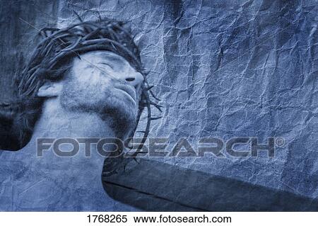 Stock Photography - Black and white of Jesus dying on the cross. Fotosearch
