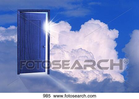 Door opening with backdrop of clouds View Large Photo Image Stock Photography - Door opening with backdrop of clouds. Fotosearch