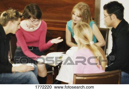 Group of teens studying View Large Photo Image Stock Image - Group of teens studying. Fotosearch