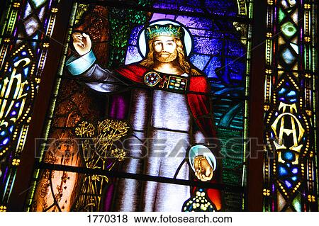 Stained glass window of Christ View Large Photo Image Stock Photo - Stained glass window of Christ. Fotosearch