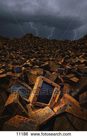Stock Photograph - Pile of discarded computers. Fotosearch
