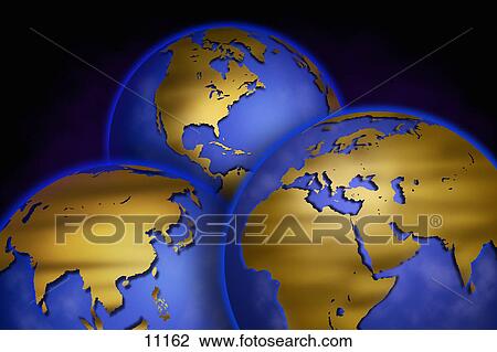 Three globes displaying different continents View Large Photo Image Stock Image - Three globes displaying different continents. Fotosearch