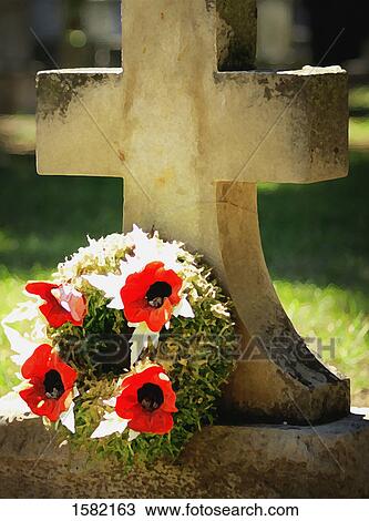 A gravestone with flowers View Large Photo Image Stock Image - A gravestone with flowers. Fotosearch