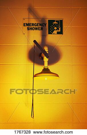 Stock Photo - An emergency shower in a laboratory. Fotosearch