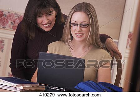 Stock Photo - Family working from home. Fotosearch