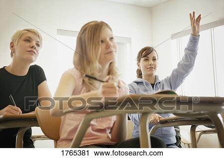 Stock Image - Student asks a question. Fotosearch
