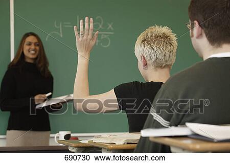 Stock Image - Student asks question. Fotosearch