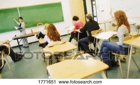 Stock Image - Teacher asking questions in class. Fotosearch