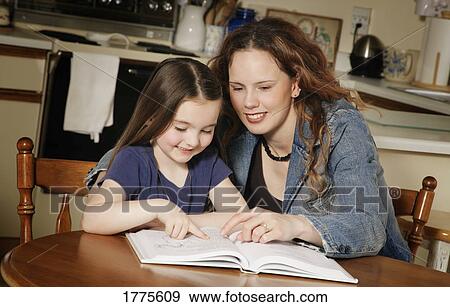 Young girl and mother reading View Large Photo Image Stock Photo - Young girl and mother reading. Fotosearch