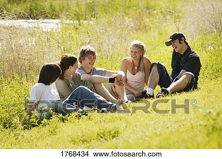Picture - Group of teenagers together. Fotosearch