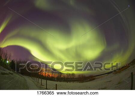 Stock Photography - Northern lights Edmonton Alberta Canada. Fotosearch
