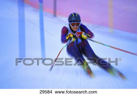 Slalom skier passing gate View Large Photo Image Picture - Slalom skier passing gate. Fotosearch