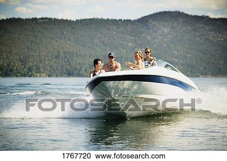 Stock Image - A speed boat on the water. Fotosearch