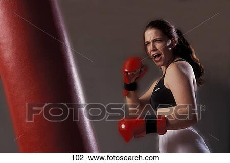 Stock Image - Woman boxer. Fotosearch