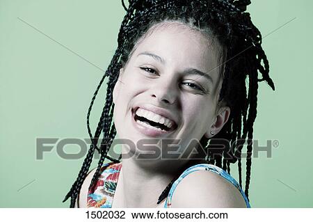 Stock Image - Woman laughs. Fotosearch