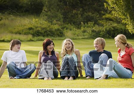 Stock Image - Young people talking. Fotosearch