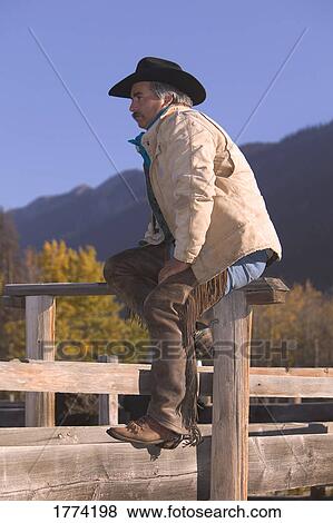 Cowboy on post View Large Photo Image Stock Photo - Cowboy on post. Fotosearch