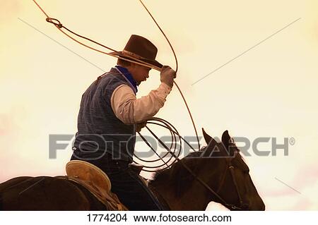 Picture - Cowboy with lasso. Fotosearch