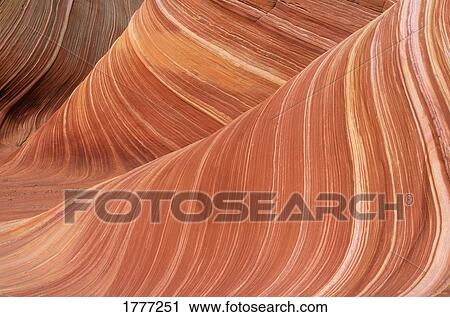 Stock Image - Sandstone Formations, "The Wave", Paria Canyon-Vermillion Cliffs Wilderness, Arizona, U. S. A.. Fotosearch