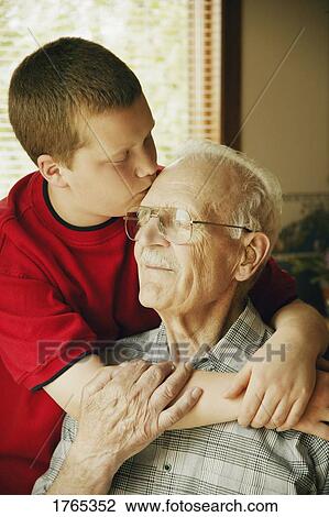 Stock Image - Grandfather and grandchild. Fotosearch