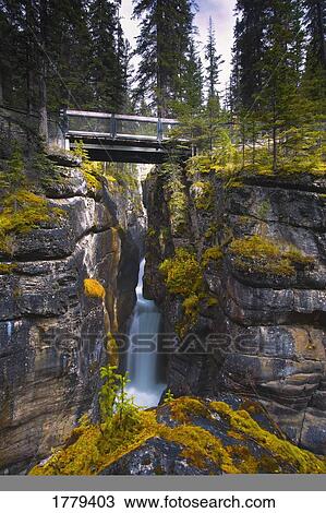 Stock Image - Maligne Canyon Waterfall Jasper National Park. Fotosearch