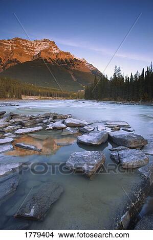 Mount Kerkeslin Athabasca Falls Jasper National Park View Large Photo Image Picture - Mount Kerkeslin Athabasca Falls Jasper National Park. Fotosearch