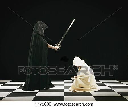Black and white knights View Large Photo Image Stock Image - Black and white knights. Fotosearch