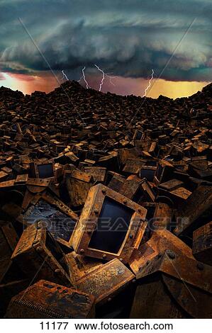 Stock Photo - Pile of discarded computers. Fotosearch