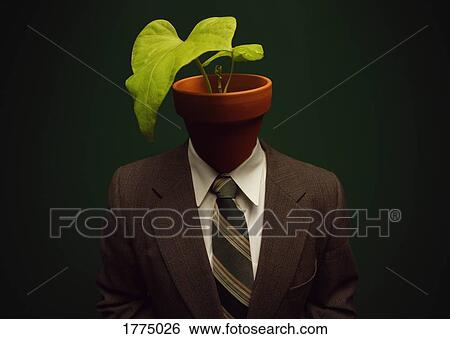 Stock Photograph - Plant on head of human body. Fotosearch