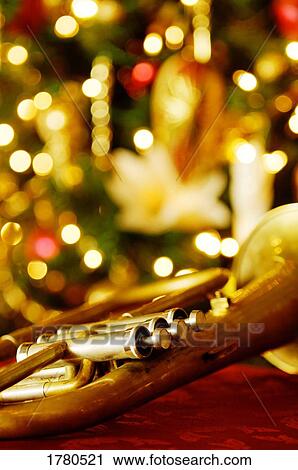 Stock Image - A trumpet at Christmas time. Fotosearch