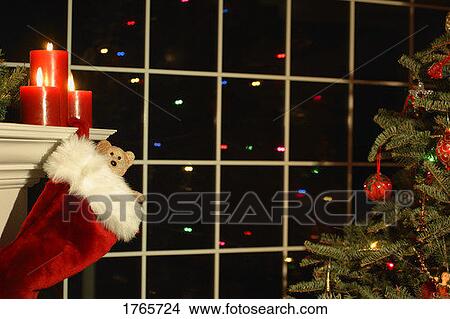 Picture - Interior of home decorated for Christmas. Fotosearch