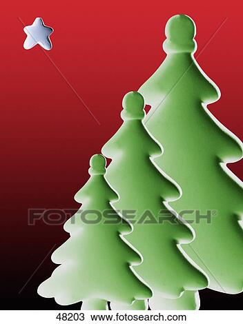 Stock Image - Stylized Christmas trees with star. Fotosearch